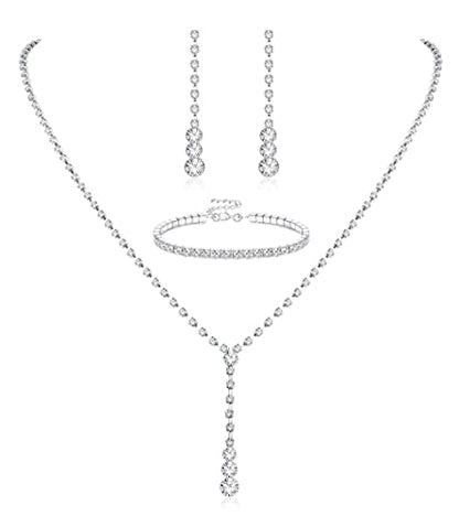 CASSIECA Silver Bridal Jewelry Set