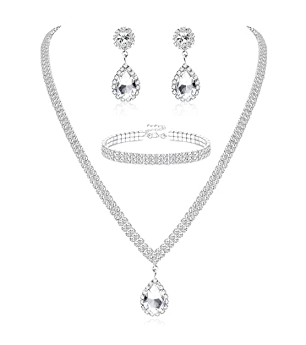 CASSIECA Silver Bridal Jewelry Set