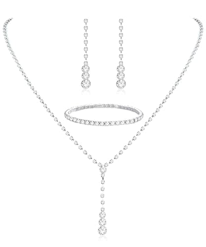CASSIECA Silver Bridal Jewelry Set