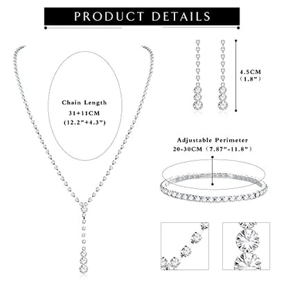 CASSIECA Silver Bridal Jewelry Set