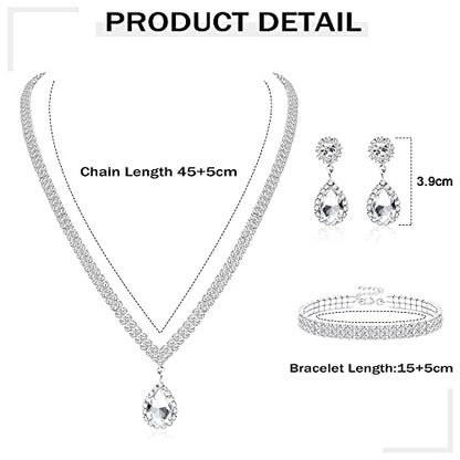 CASSIECA Silver Bridal Jewelry Set