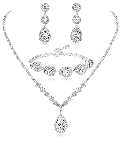 CASSIECA Silver Bridal Jewelry Set