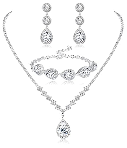 CASSIECA Silver Bridal Jewelry Set