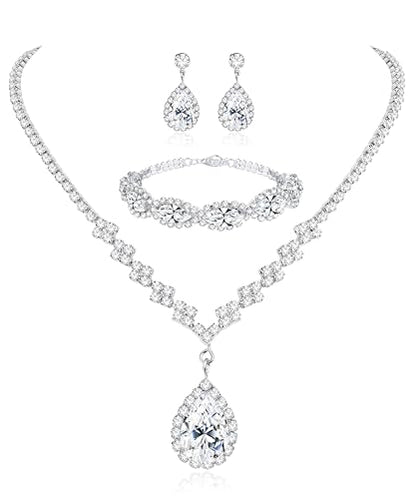 CASSIECA Silver Bridal Jewelry Set