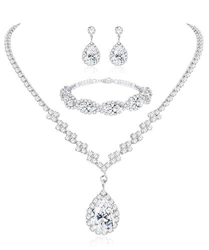 CASSIECA Silver Bridal Jewelry Set