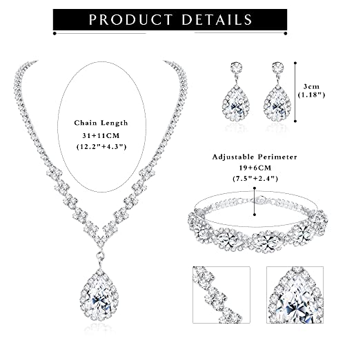 CASSIECA Silver Bridal Jewelry Set