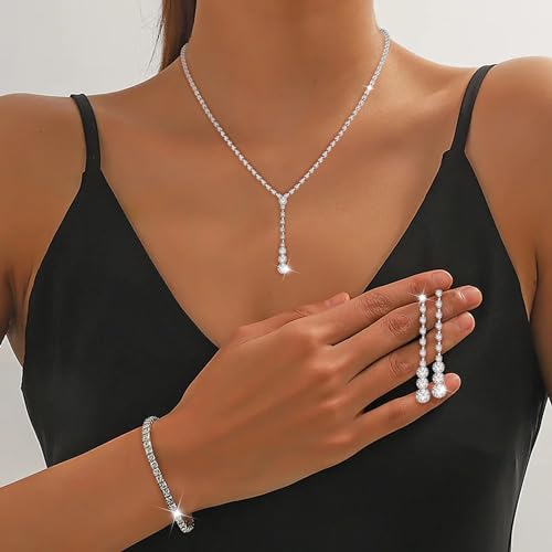 CASSIECA Silver Bridal Jewelry Set