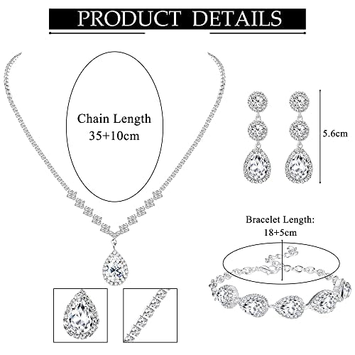 CASSIECA Silver Bridal Jewelry Set