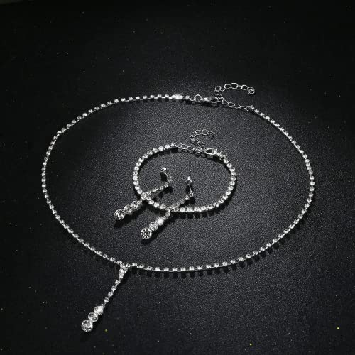CASSIECA Silver Bridal Jewelry Set