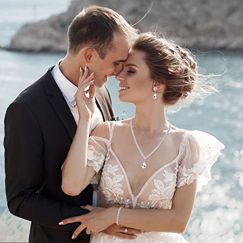 CASSIECA Silver Bridal Jewelry Set