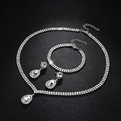 CASSIECA Silver Bridal Jewelry Set