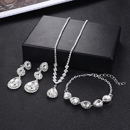 CASSIECA Silver Bridal Jewelry Set