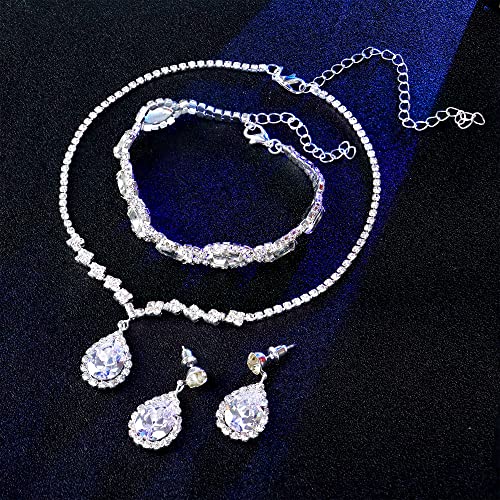 CASSIECA Silver Bridal Jewelry Set