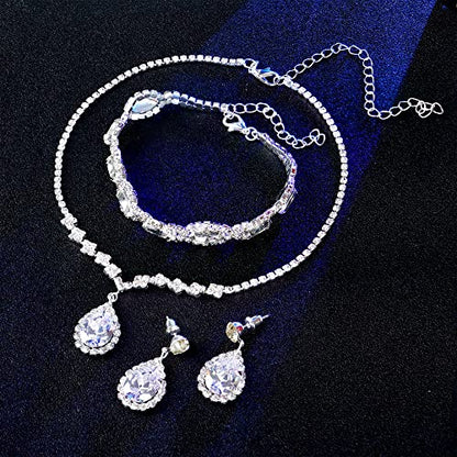 CASSIECA Silver Bridal Jewelry Set