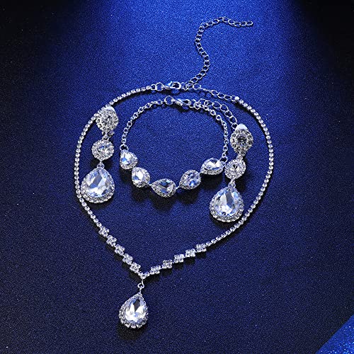 CASSIECA Silver Bridal Jewelry Set