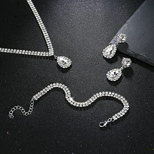 CASSIECA Silver Bridal Jewelry Set