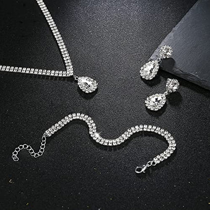 CASSIECA Silver Bridal Jewelry Set