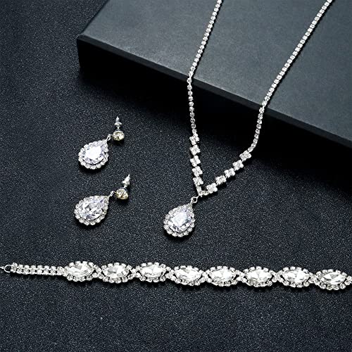 CASSIECA Silver Bridal Jewelry Set