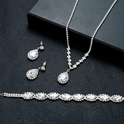 CASSIECA Silver Bridal Jewelry Set