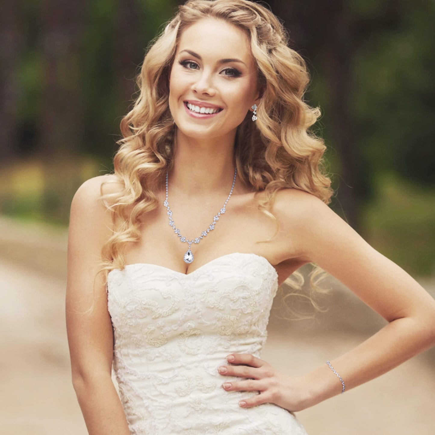 CASSIECA Silver Bridal Jewelry Set