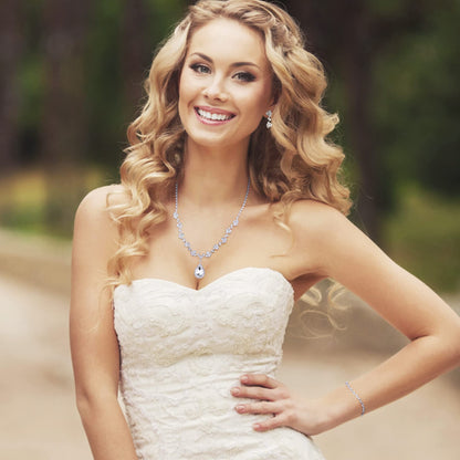 CASSIECA Silver Bridal Jewelry Set