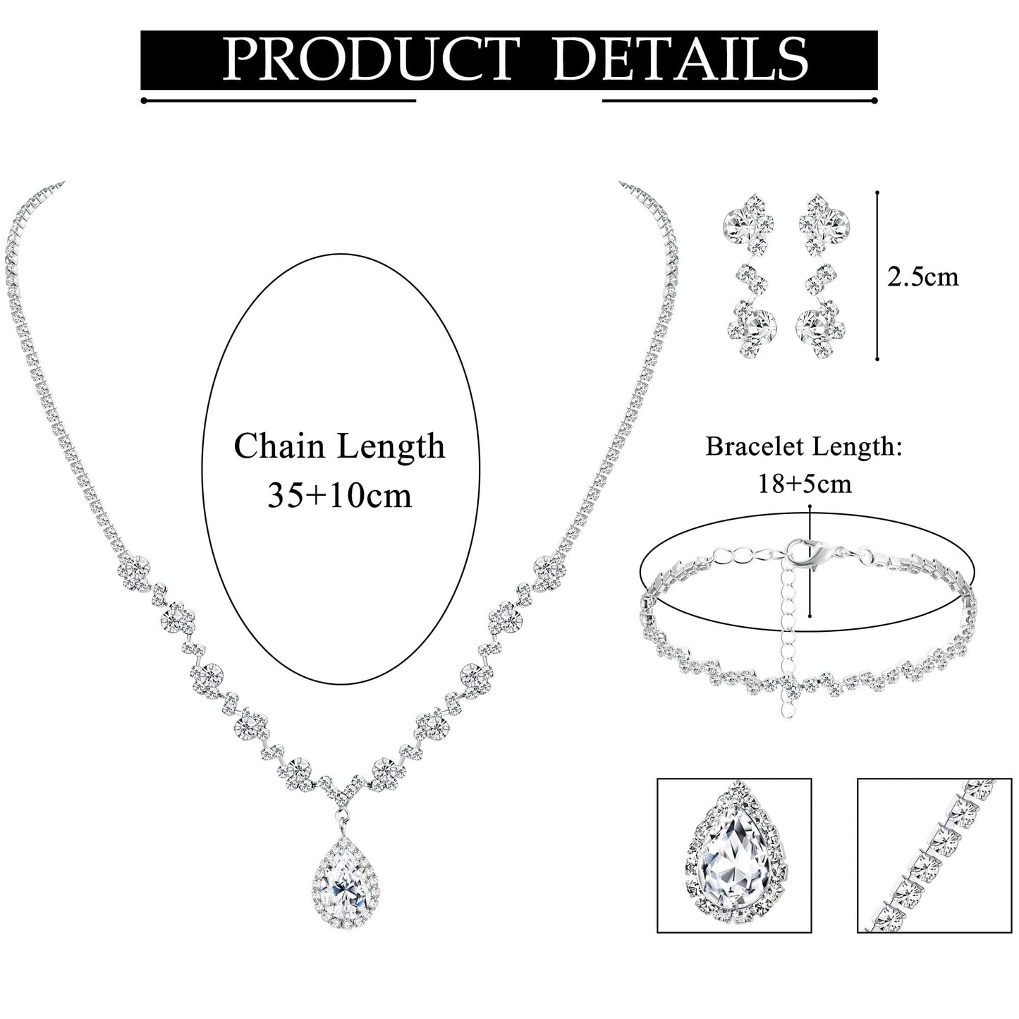 CASSIECA Silver Bridal Jewelry Set