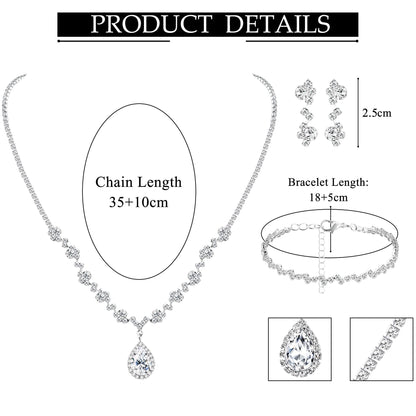 CASSIECA Silver Bridal Jewelry Set
