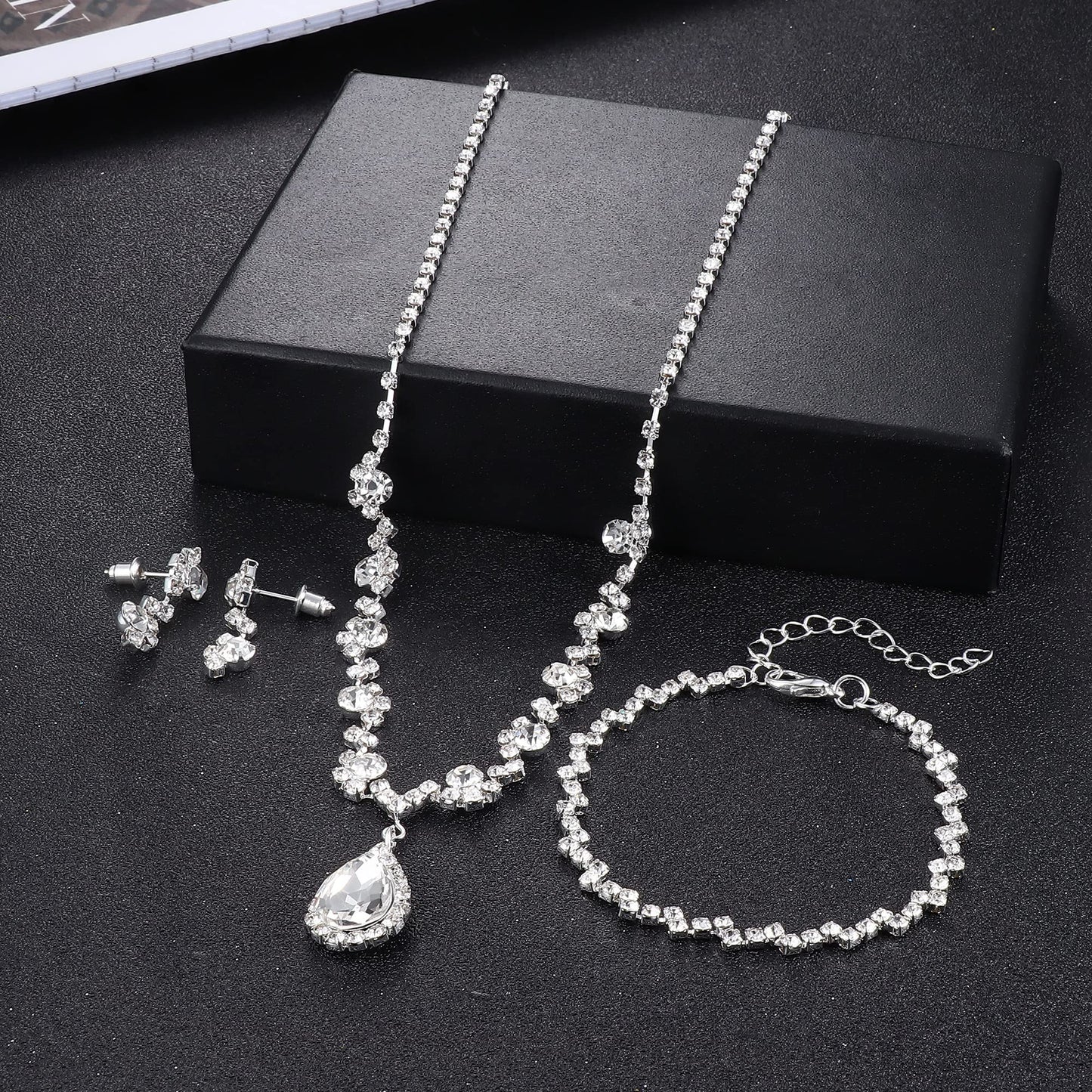 CASSIECA Silver Bridal Jewelry Set