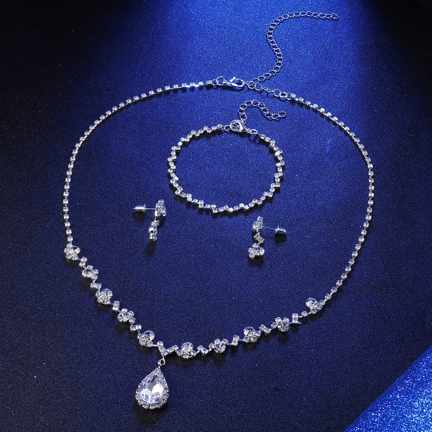 CASSIECA Silver Bridal Jewelry Set